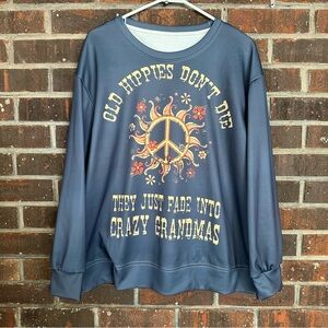 NWOT Gray Blue Graphic Hippy Sweatshirt